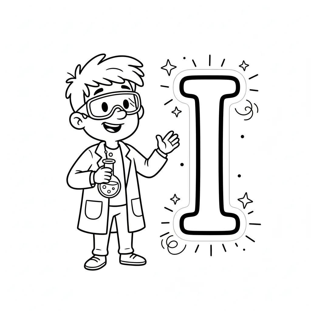 Vocal I 2 para colorear para niños para imprimir