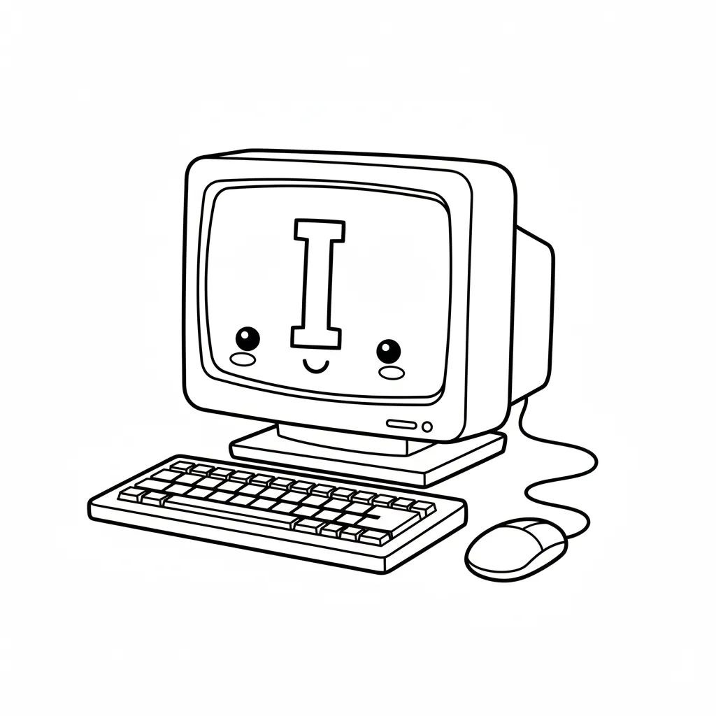 Vocal I 3 para colorear para imprimir para niño de 6 años