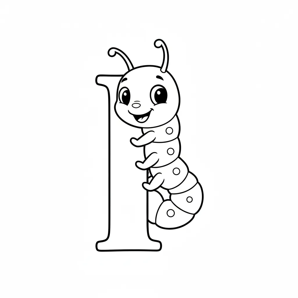 Vocal I 5 para colorear educativo para niño