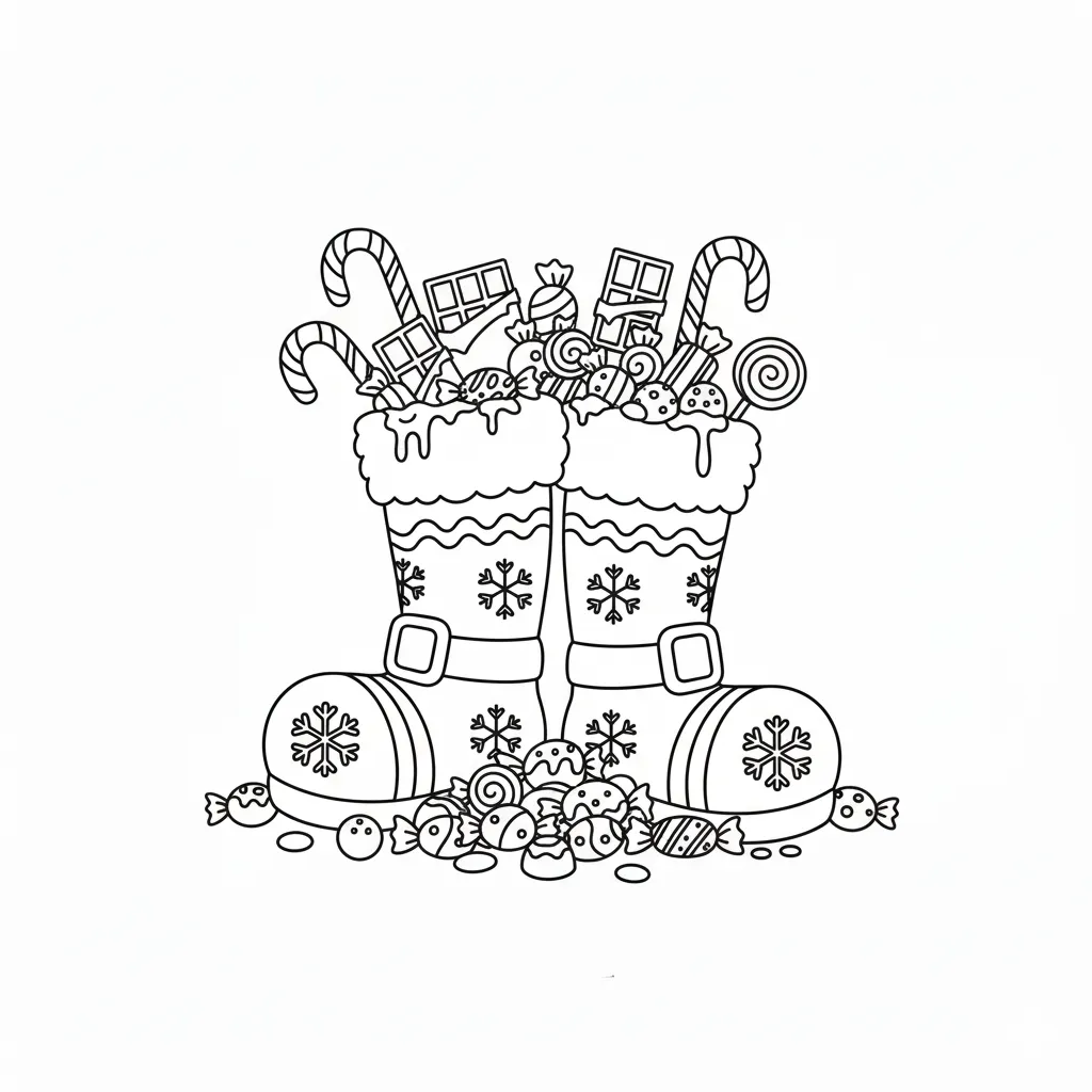 Botas Navideñas 11 para colorear para imprimir gratis