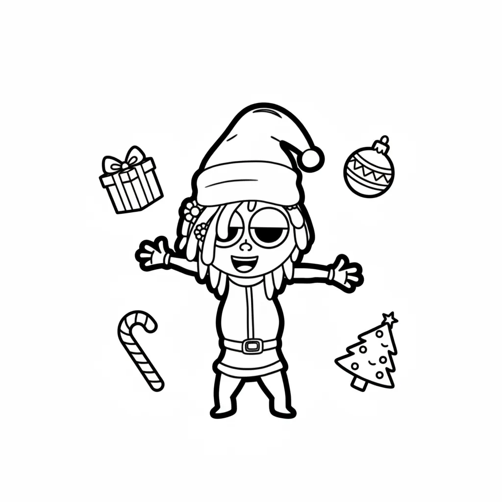 Sprunki de Navidad 16 para colorear y recortar para imprimir