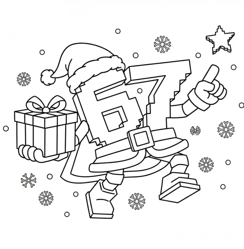 67 Brainrot de Navidad para colorear para imprimir a4