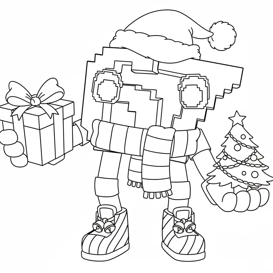 imagen para colorear 67 Brainrot de Navidad niño