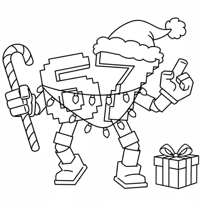 67 Brainrot de Navidad para colorear para imprimir para niño de 4 años