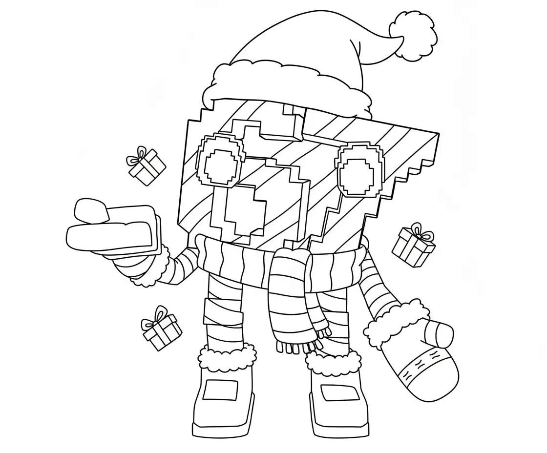 67 Brainrot de Navidad para colorear para imprimir para niño de 4 años