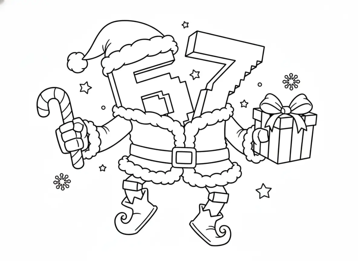 67 Brainrot de Navidad para colorear para niño de 5 años