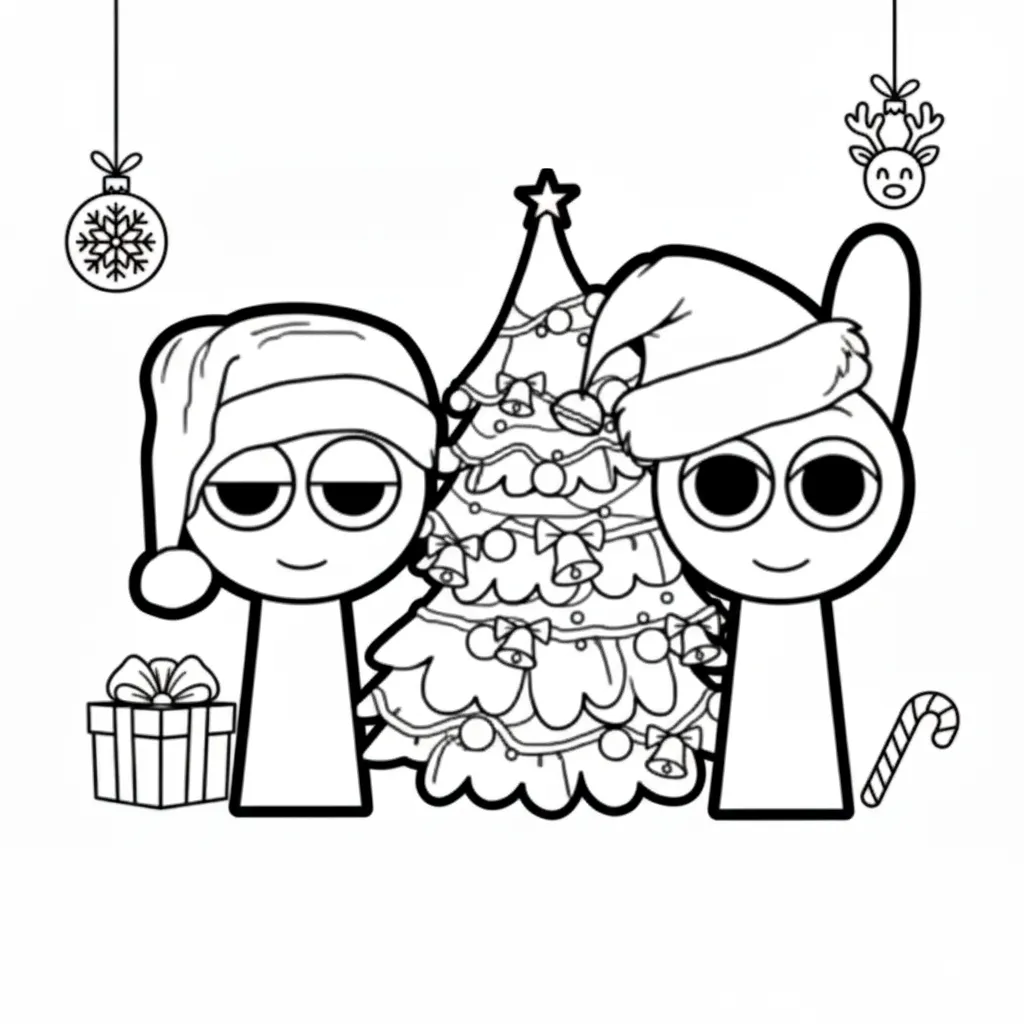 Sprunki de Navidad 9 para colorear para bebé para imprimir