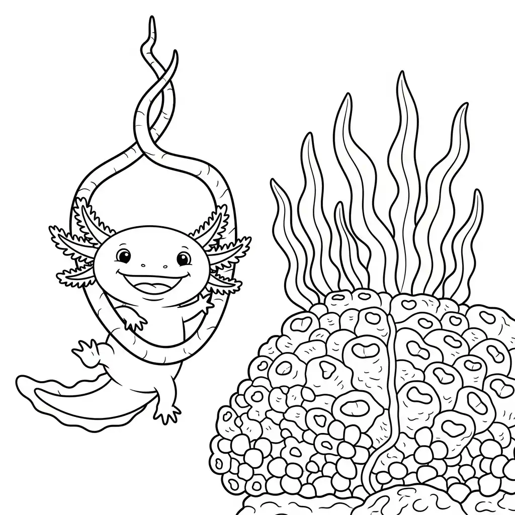 Ajolote para colorear para niño de 7 años