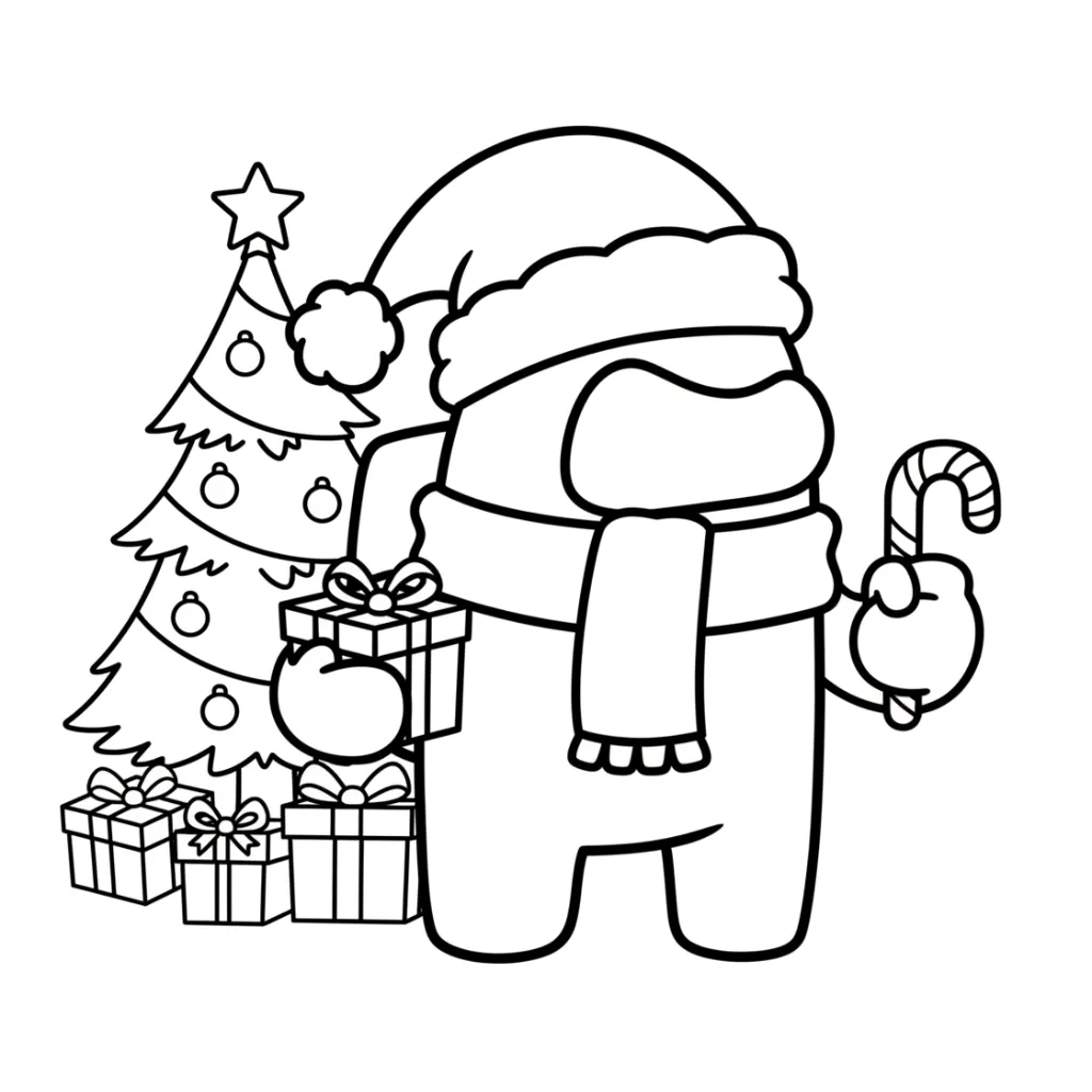 Among Us de Navidad 10 para colorear para niño gratis