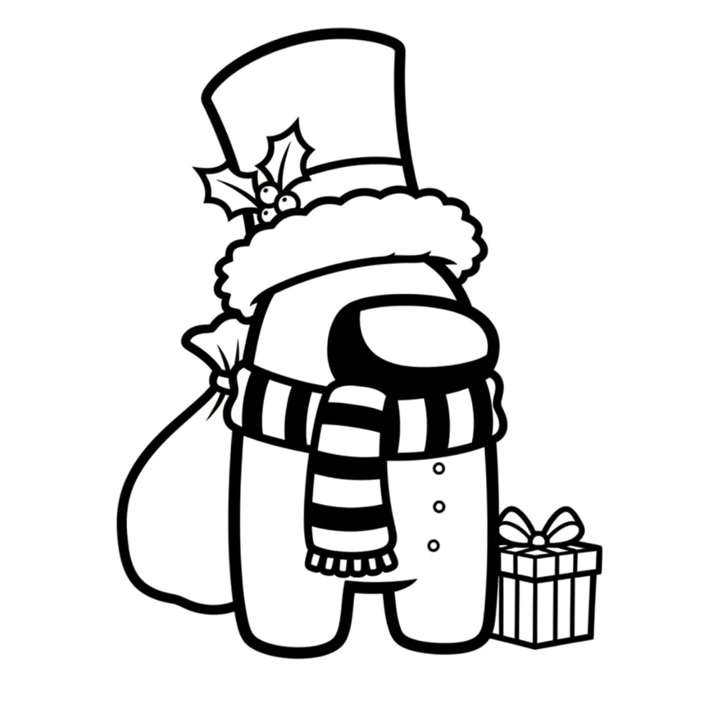 Among Us de Navidad 12 para colorear para primaria