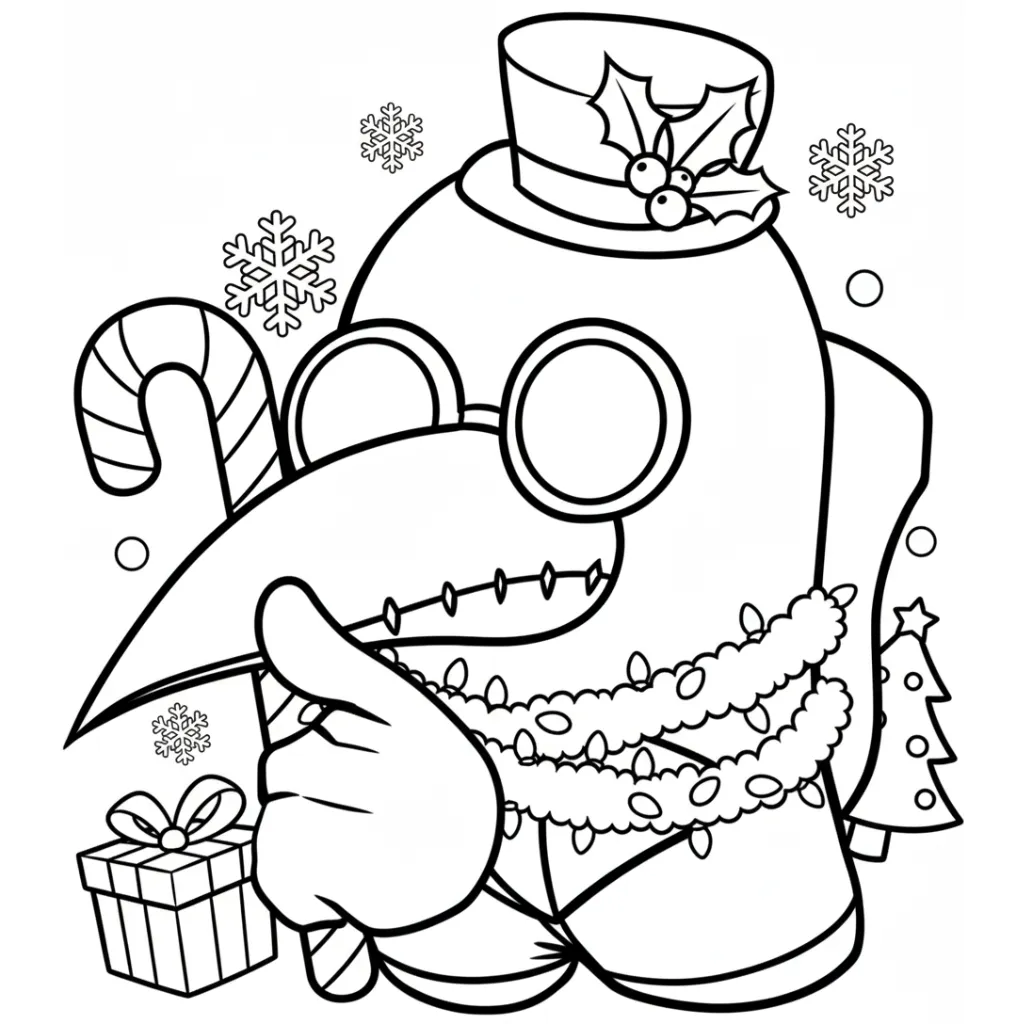 Among Us de Navidad 14 para colorear gratis para imprimir
