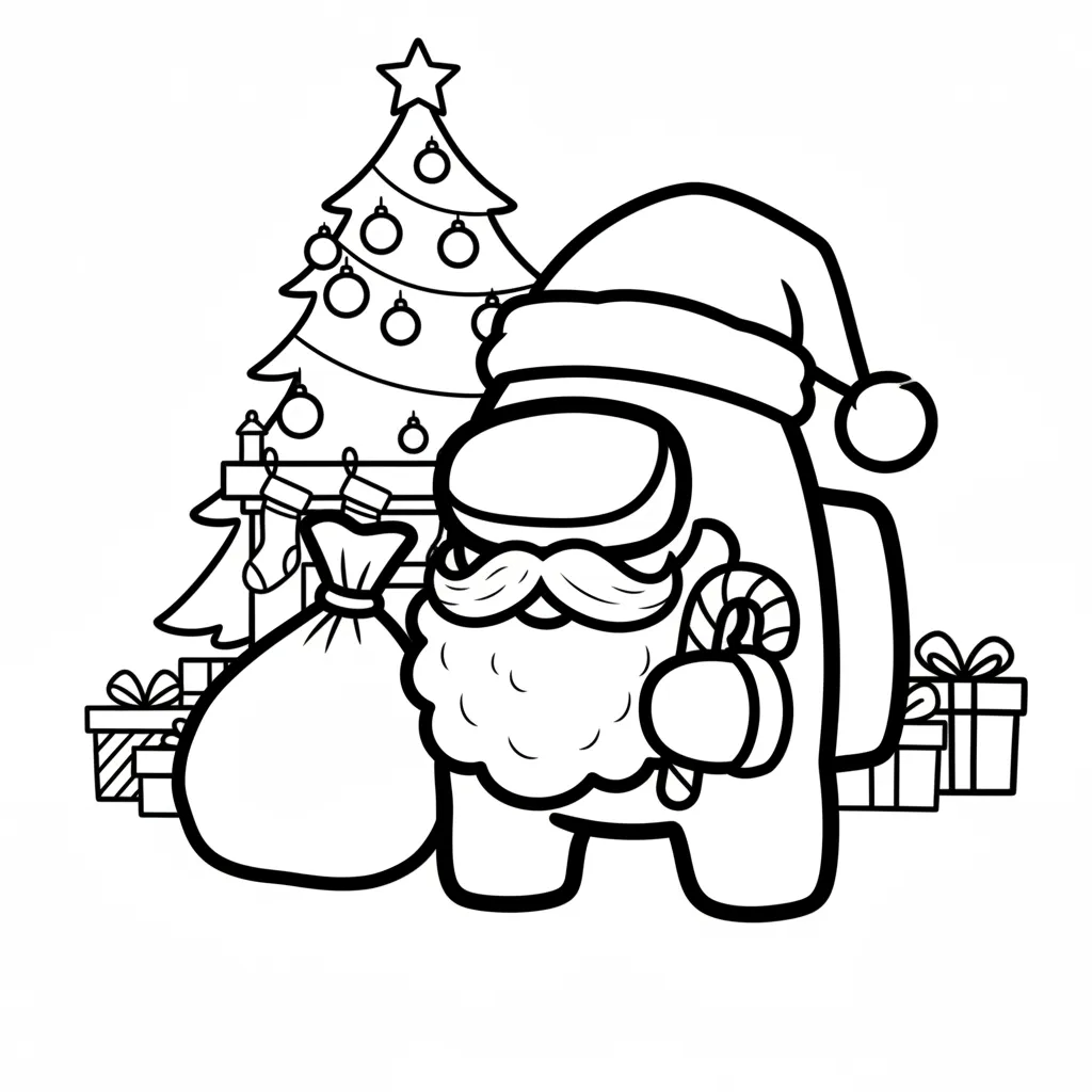 Among Us de Navidad 16 para colorear y recortar para imprimir