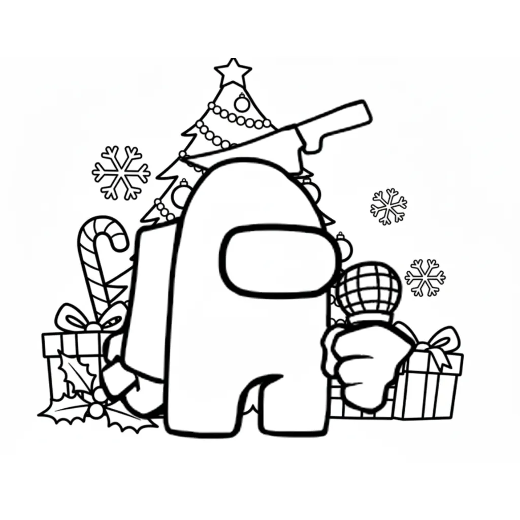 Among Us de Navidad 19 para colorear para niños
