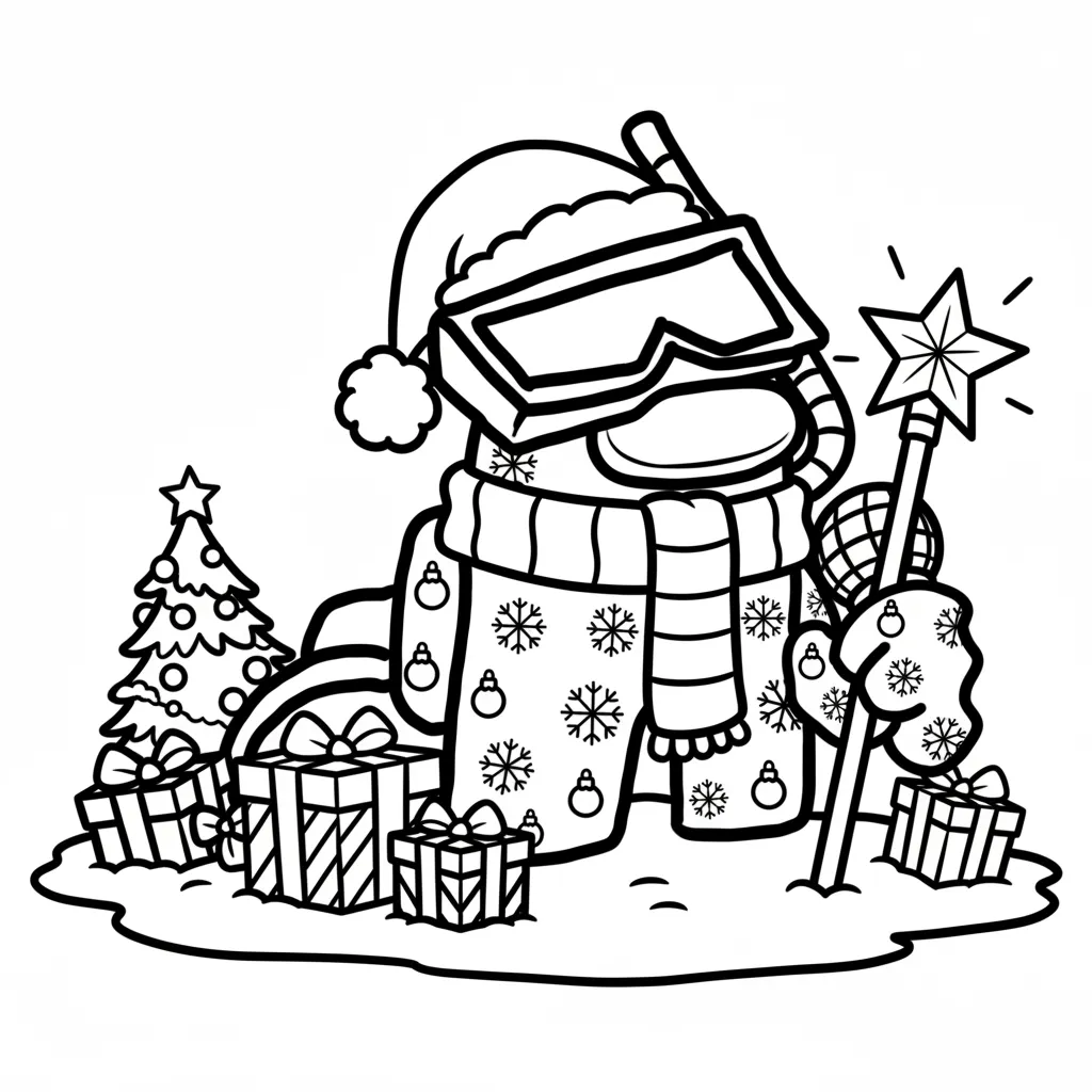 Among Us de Navidad 20 para colorear para imprimir