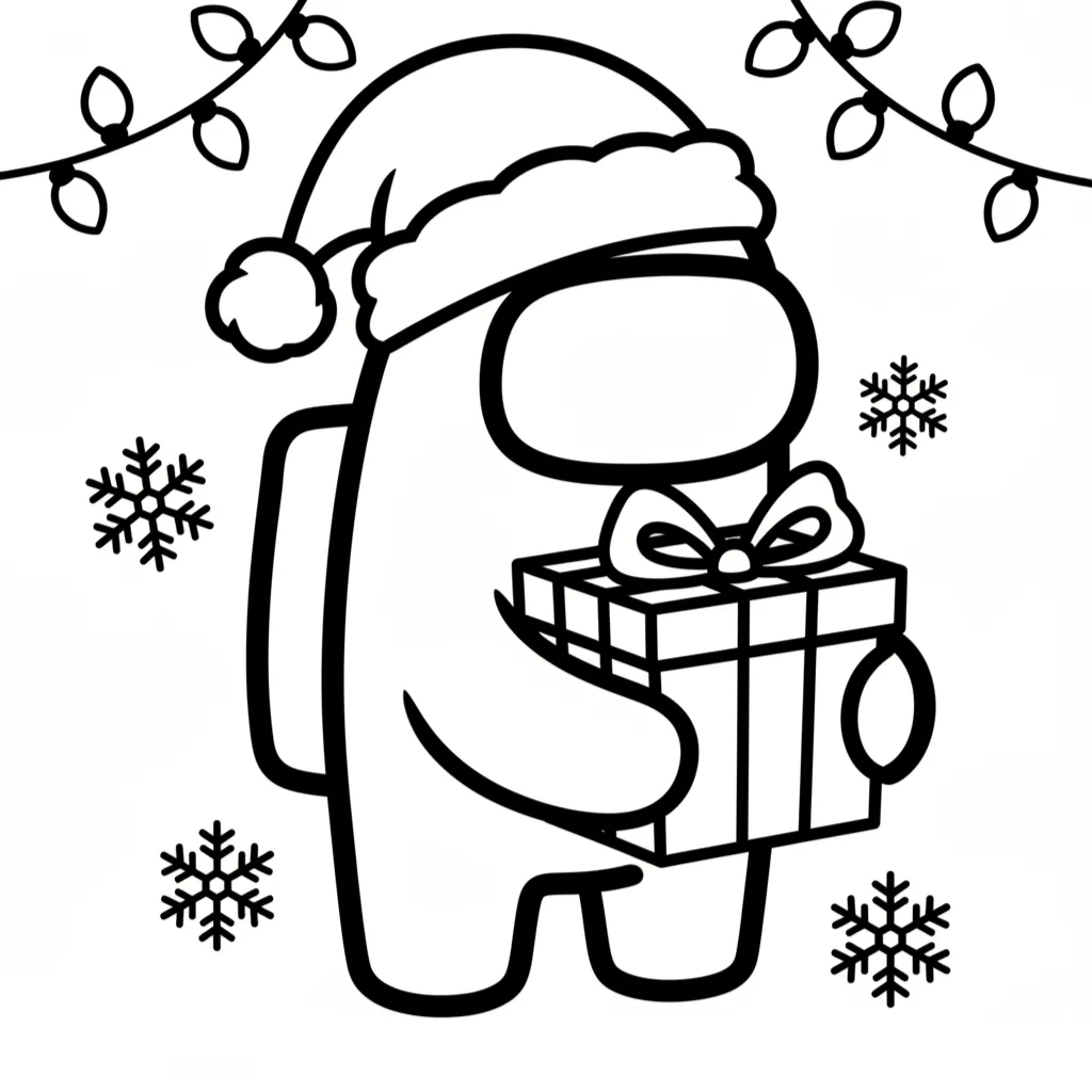 Among Us de Navidad 3 para colorear para primaria