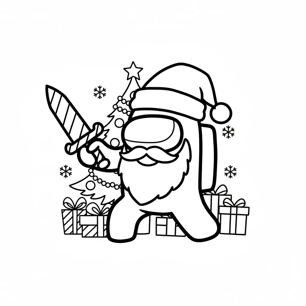 Among Us de Navidad 6 para colorear para imprimir para niño de 12 años