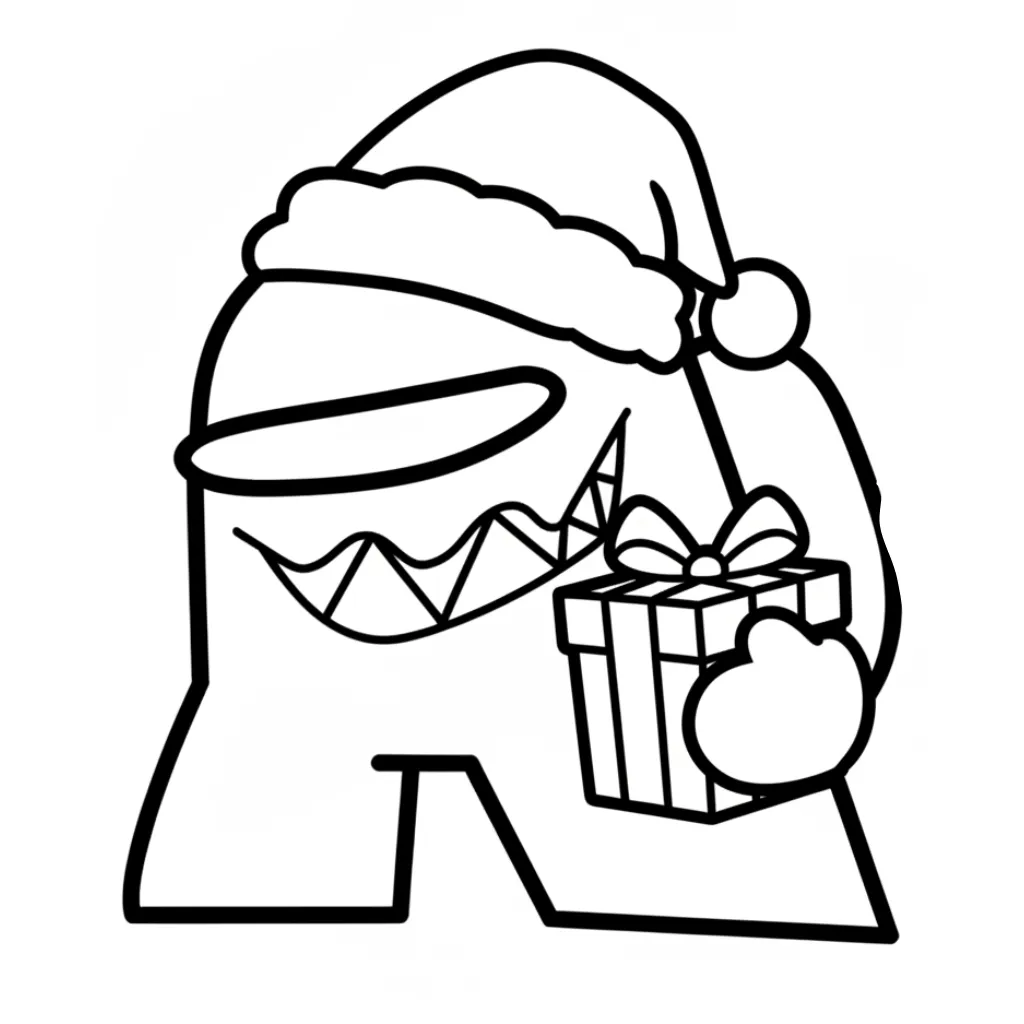 Among Us de Navidad 7 para colorear educativo para niño