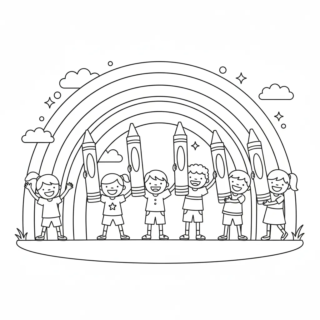 Arcoiris 17 para colorear para imprimir pdf gratis