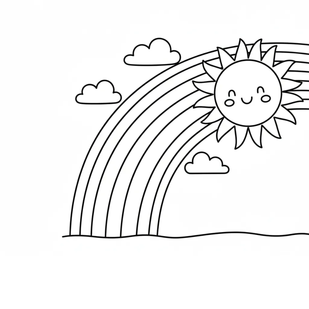 Arcoiris 6 para colorear para niños para imprimir gratis