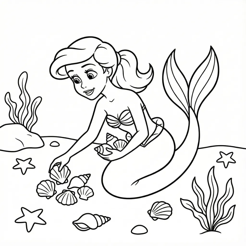 Ariel 11 para colorear para niño de 5 años