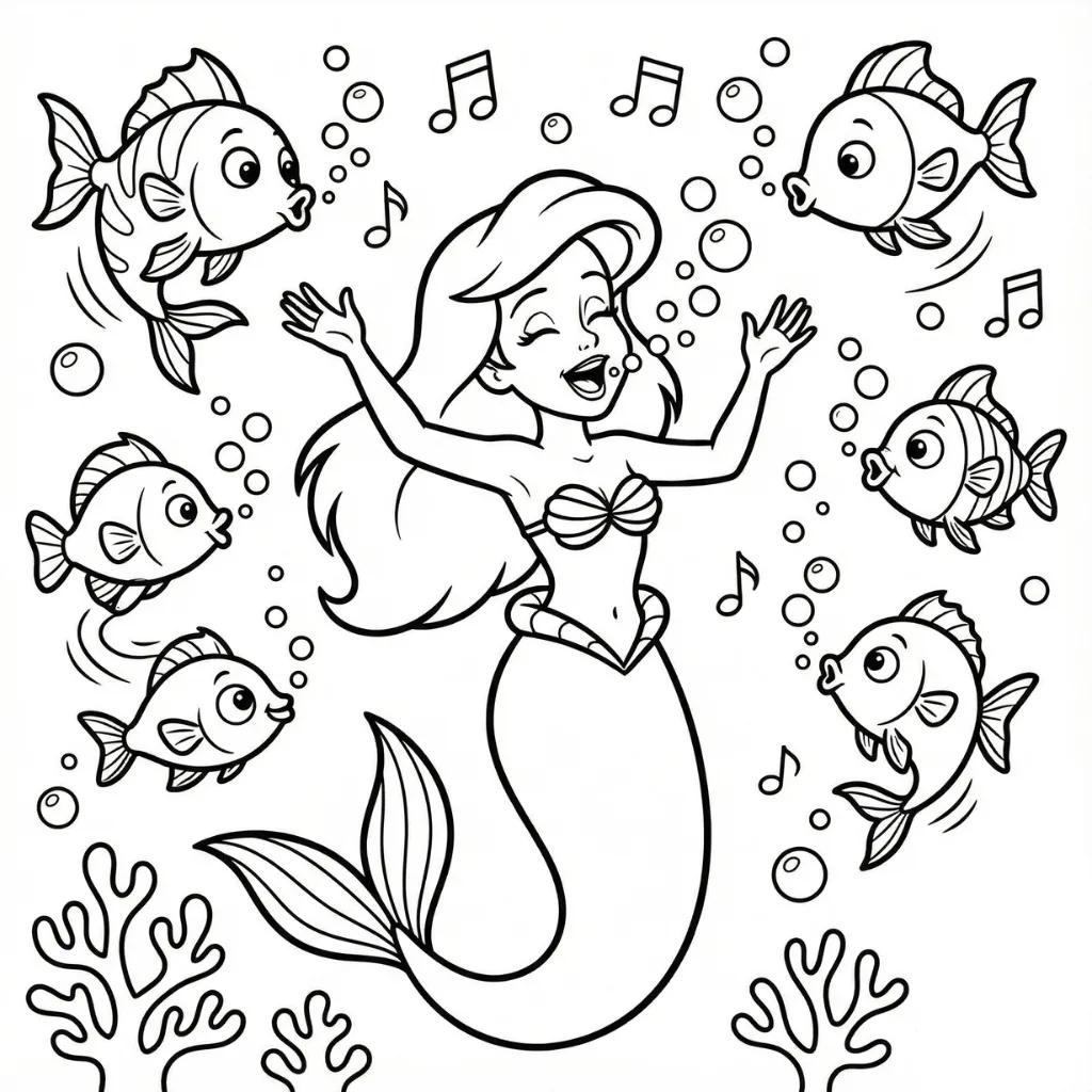 Ariel 16 para colorear para niño de 5 años