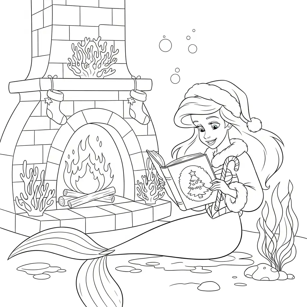 Ariel de Navidad para colorear para imprimir para niño de 10 años 2