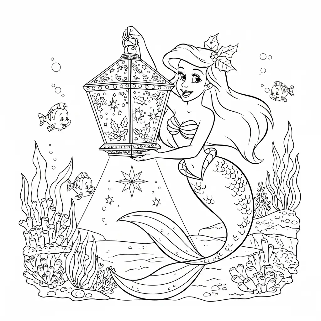 Ariel de Navidad para colorear para imprimir gratis 1