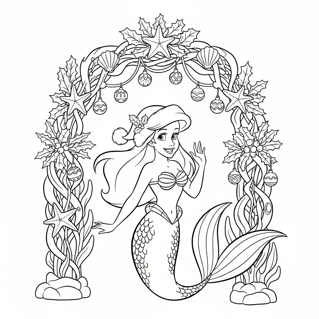 Ariel de Navidad para colorear para niño de 4 años