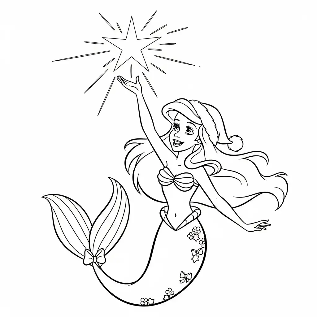 Ariel de Navidad para colorear para imprimir para niño de 10 años