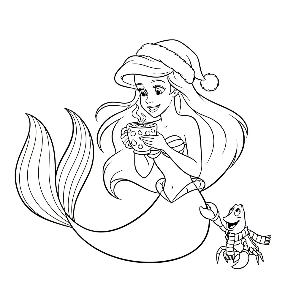 Ariel de Navidad para colorear para niño de 5 años