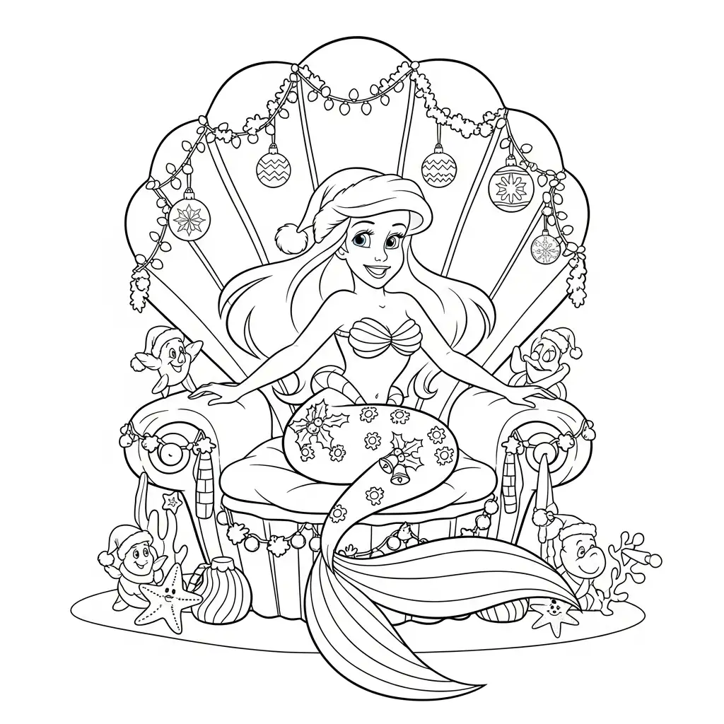 Ariel de Navidad para colorear para niños para imprimir