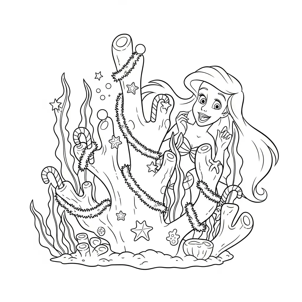 Ariel de Navidad para colorear para imprimir para niño de 12 años