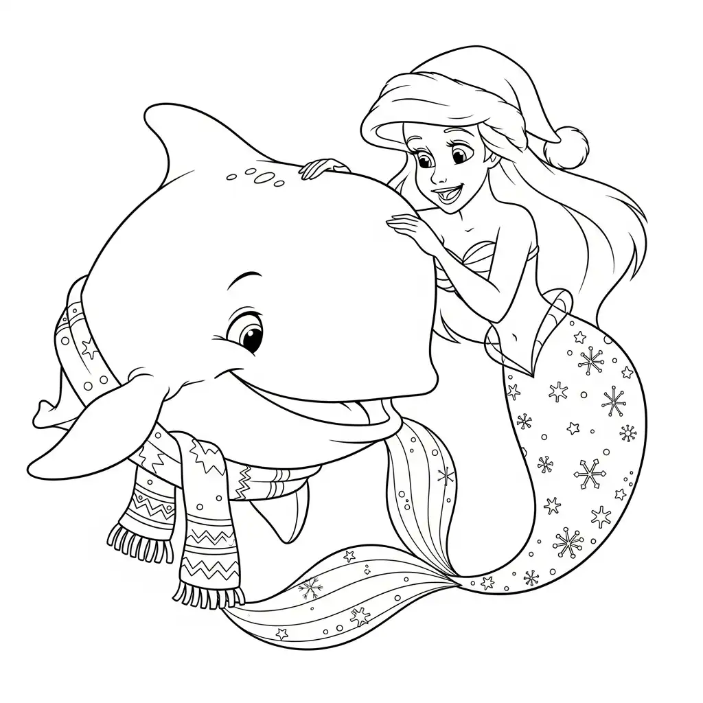 Ariel de Navidad para colorear educativo para niño