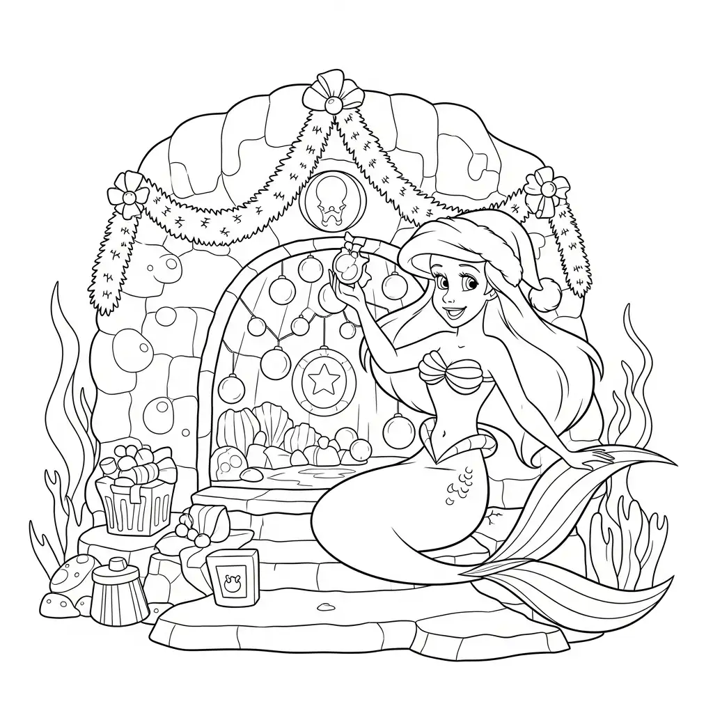 Ariel de Navidad para colorear para niño de 3 años 2