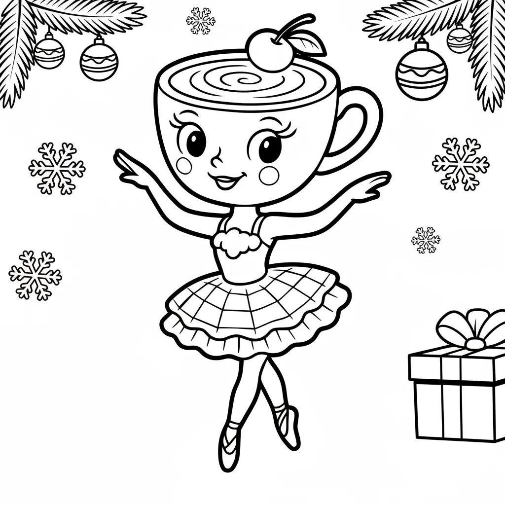 Ballerina Cappucina de Navidad 1 para colorear y recortar para imprimir gratis