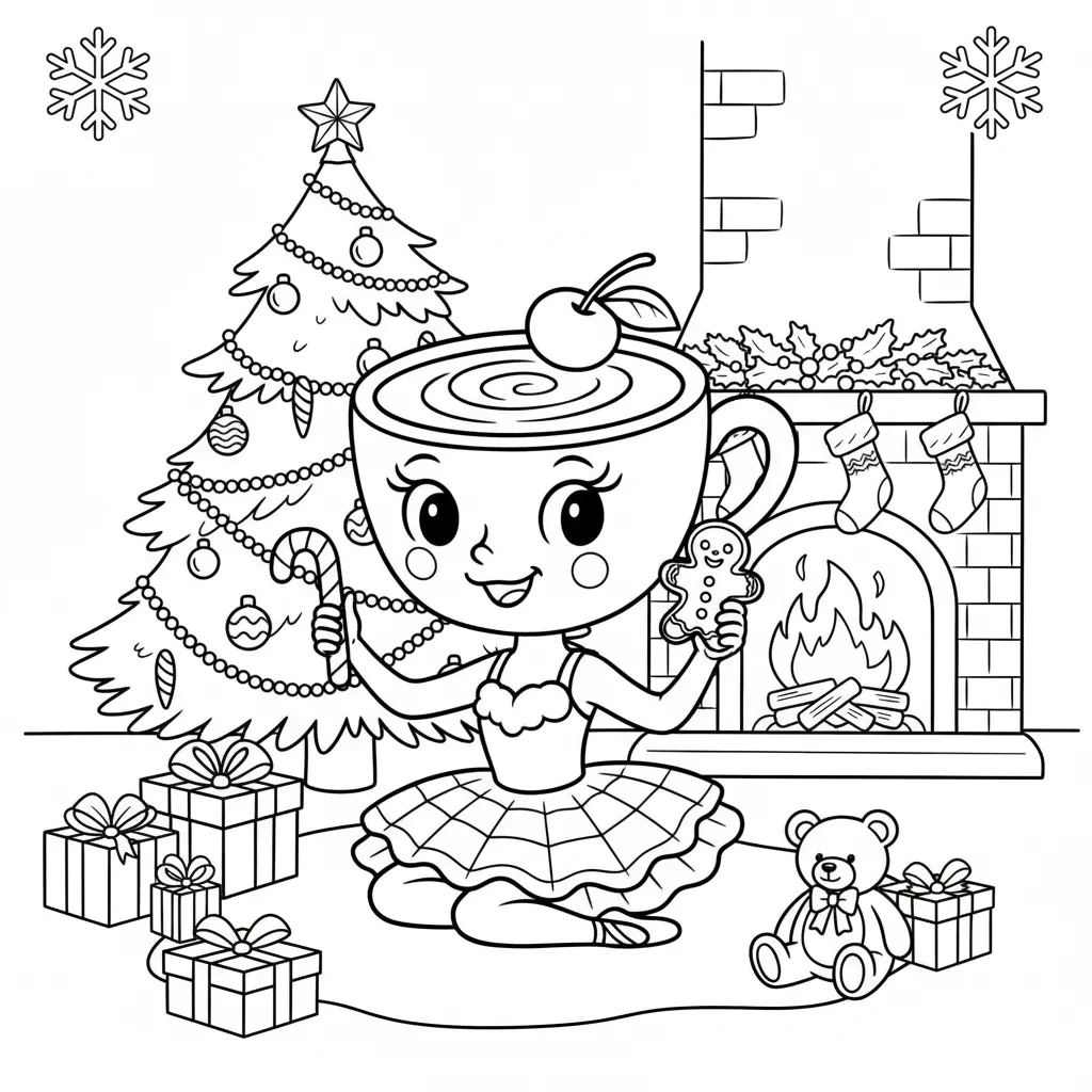 Ballerina Cappucina de Navidad 11 para colorear para niño de 7 años