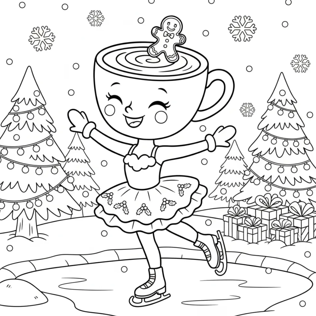Ballerina Cappucina de Navidad 14 para colorear gratis para imprimir