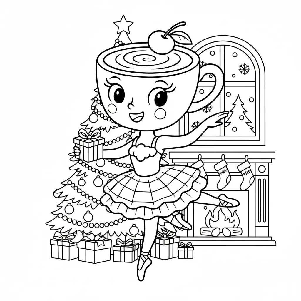 Ballerina Cappucina de Navidad 15 para dibujar en línea