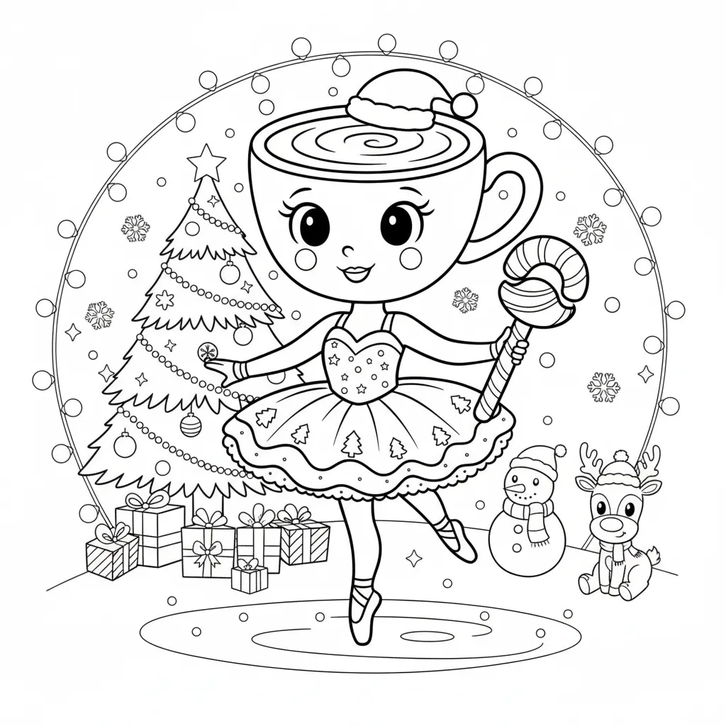 Ballerina Cappucina de Navidad 17 para colorear para niño de 7 años
