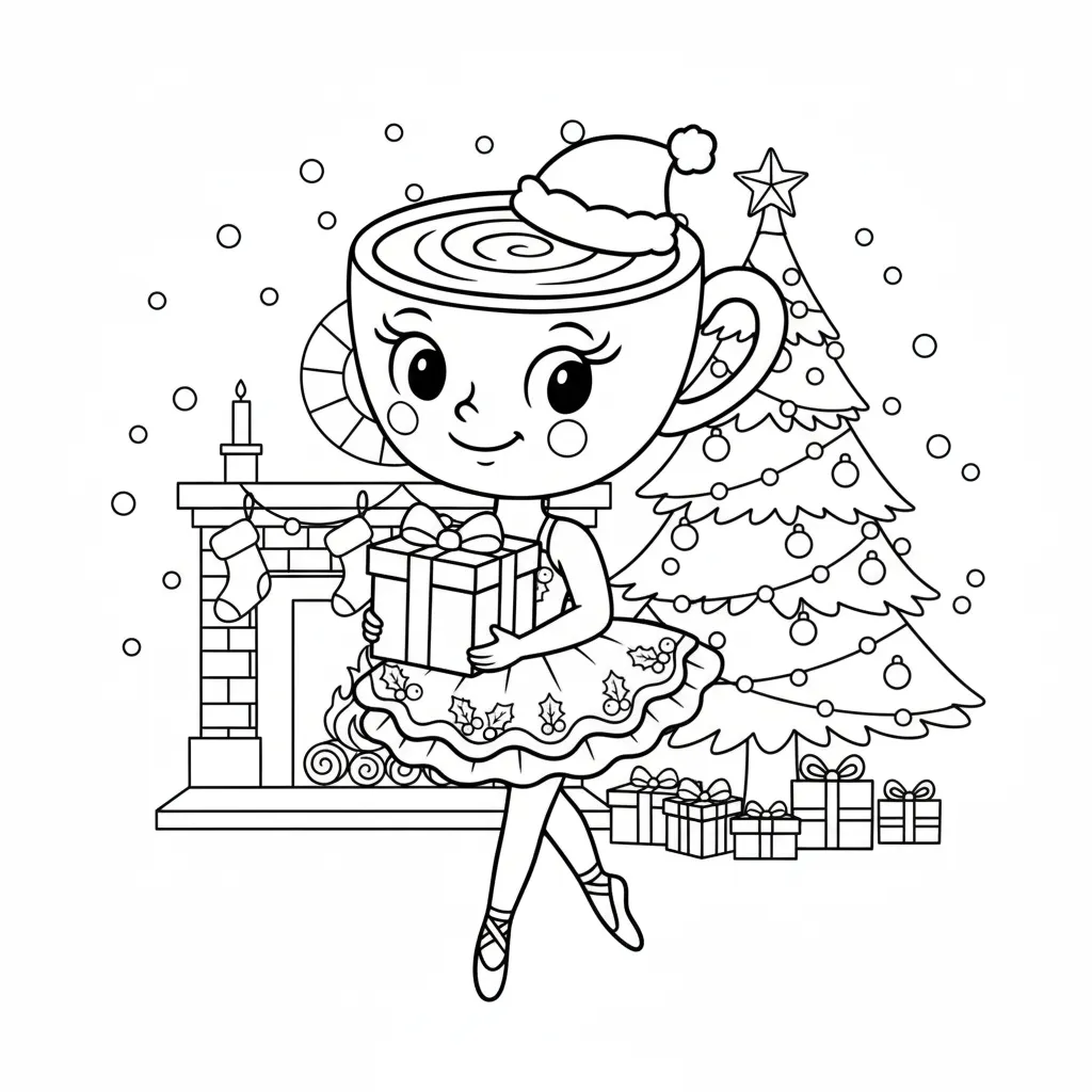 imagen para colorear Ballerina Cappucina de Navidad 4 niño