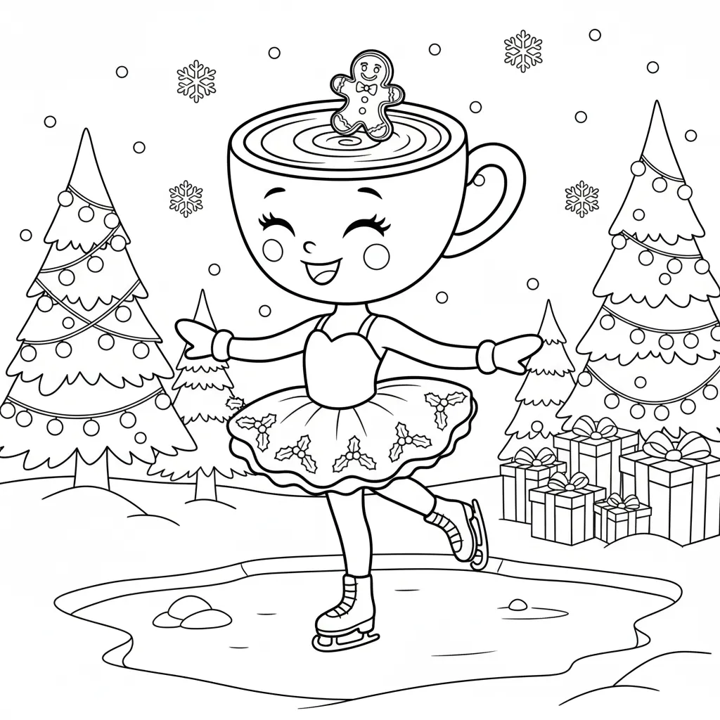 Ballerina Cappucina de Navidad 5 para colorear para niño para imprimir