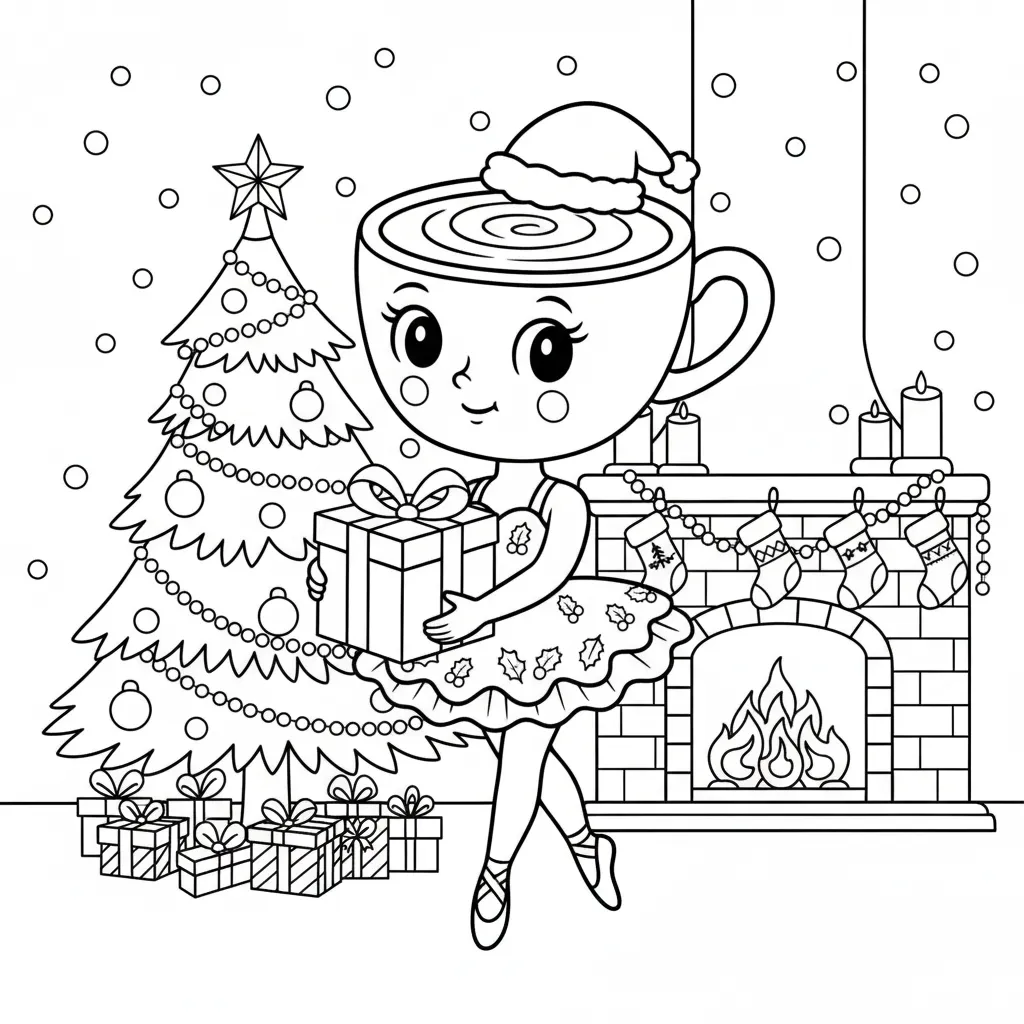 Ballerina Cappucina de Navidad 7 para colorear para niño