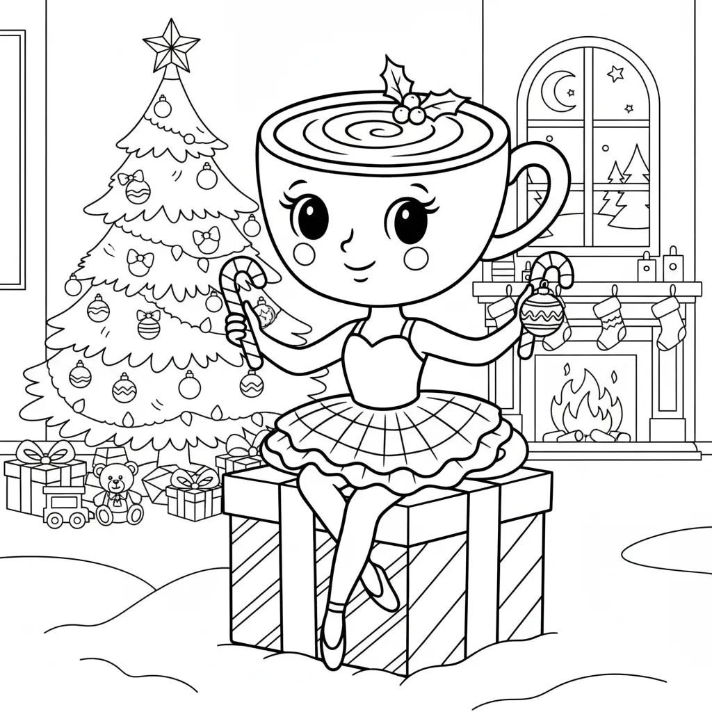 Ballerina Cappucina de Navidad 8 para colorear para imprimir para niño de 6 años