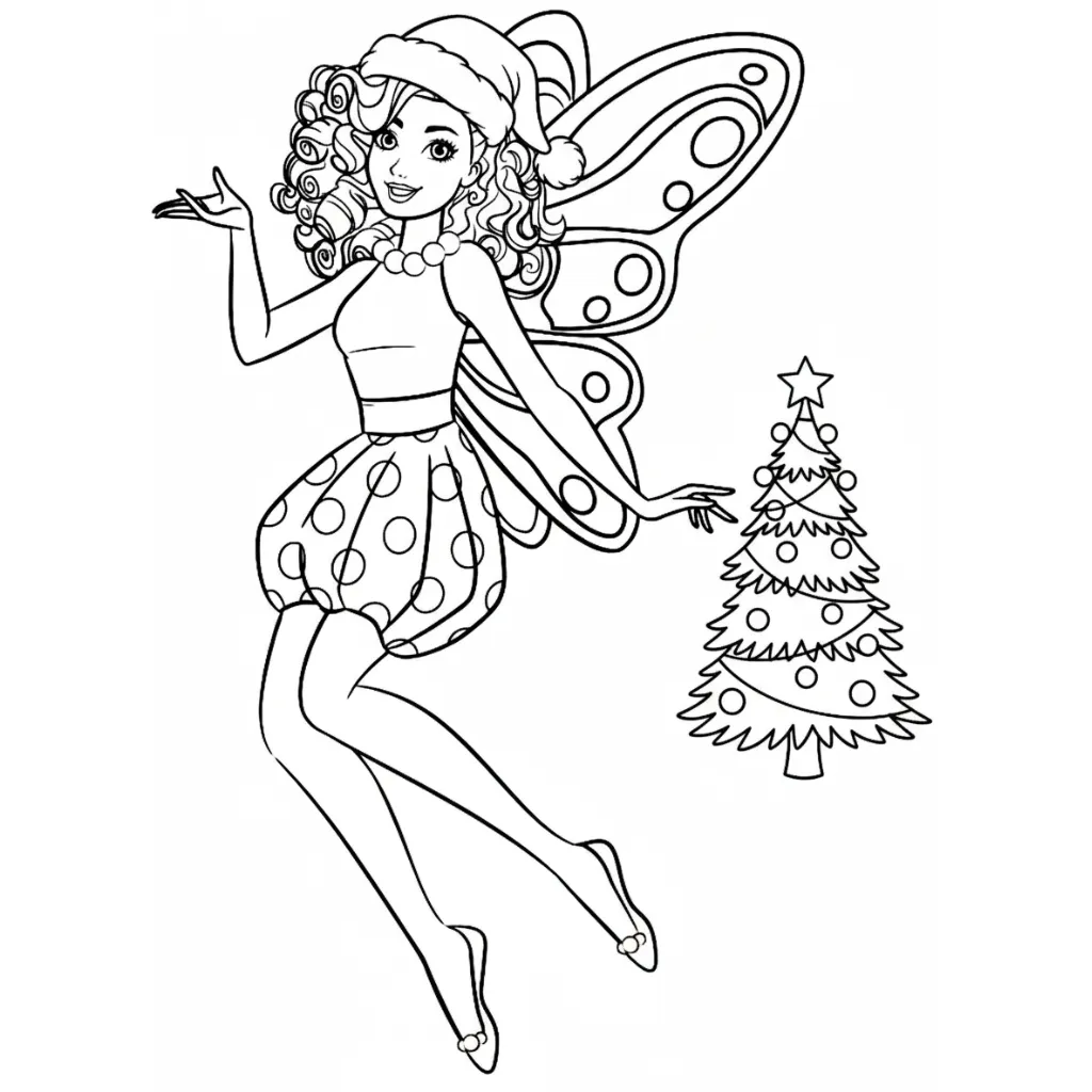 Barbie de Navidad 2 para colorear para imprimir para niño de 9 años