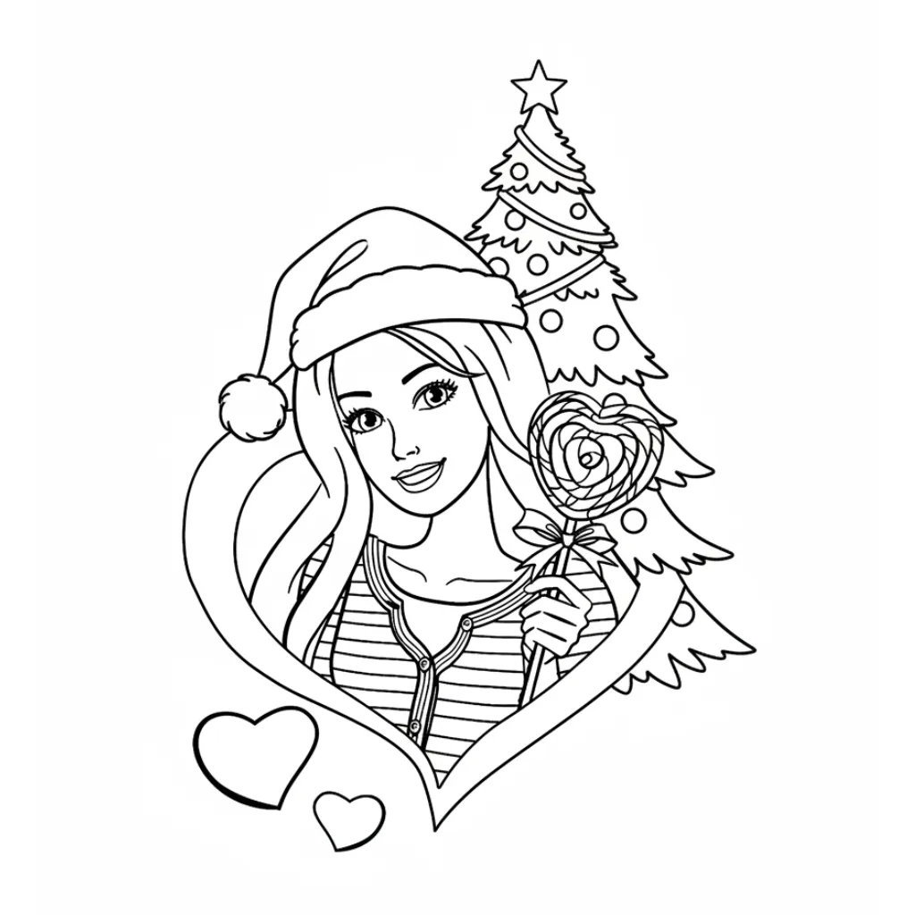 Barbie de Navidad 21 para colorear para imprimir para niño de 2 años