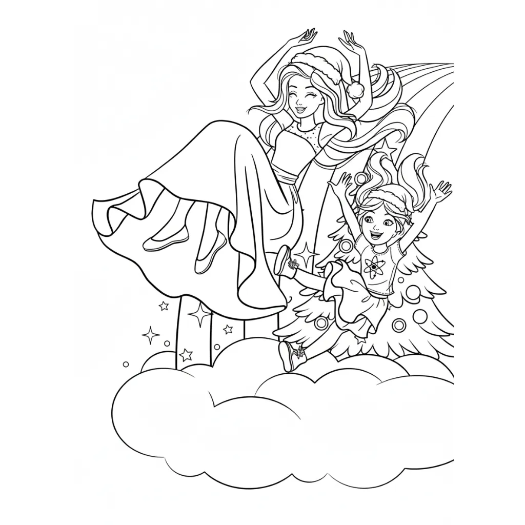 Barbie de Navidad 7 para colorear gratis