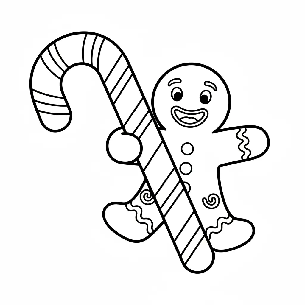 Bastón De Caramelo Navideño para colorear para imprimir para niño de 4 años 1