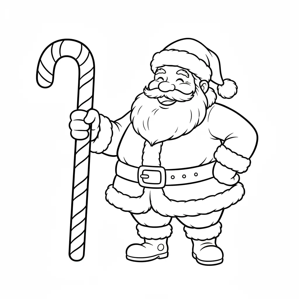Bastón De Caramelo Navideño para colorear para niños para imprimir gratis