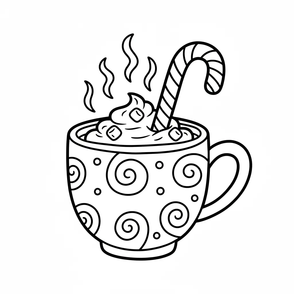 Bastón De Caramelo Navideño para colorear para imprimir para niños