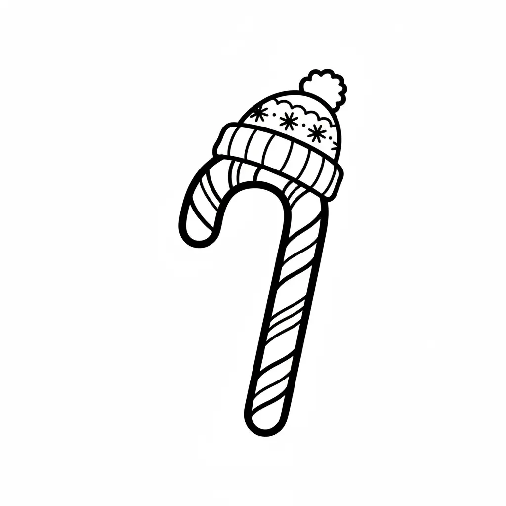 Bastón De Caramelo Navideño para colorear para imprimir para niños 1